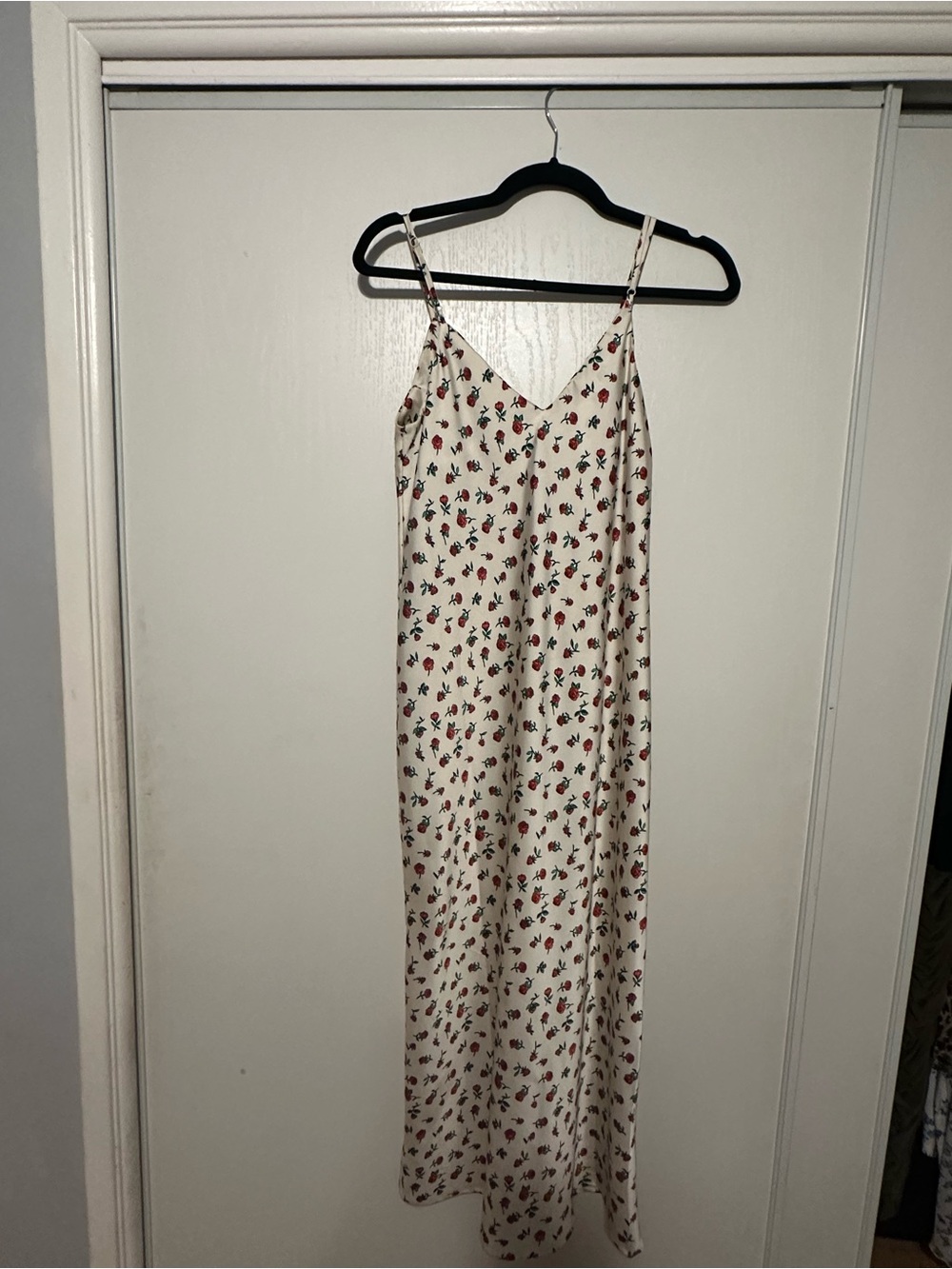 a new day Cream Top with Red Rose Print